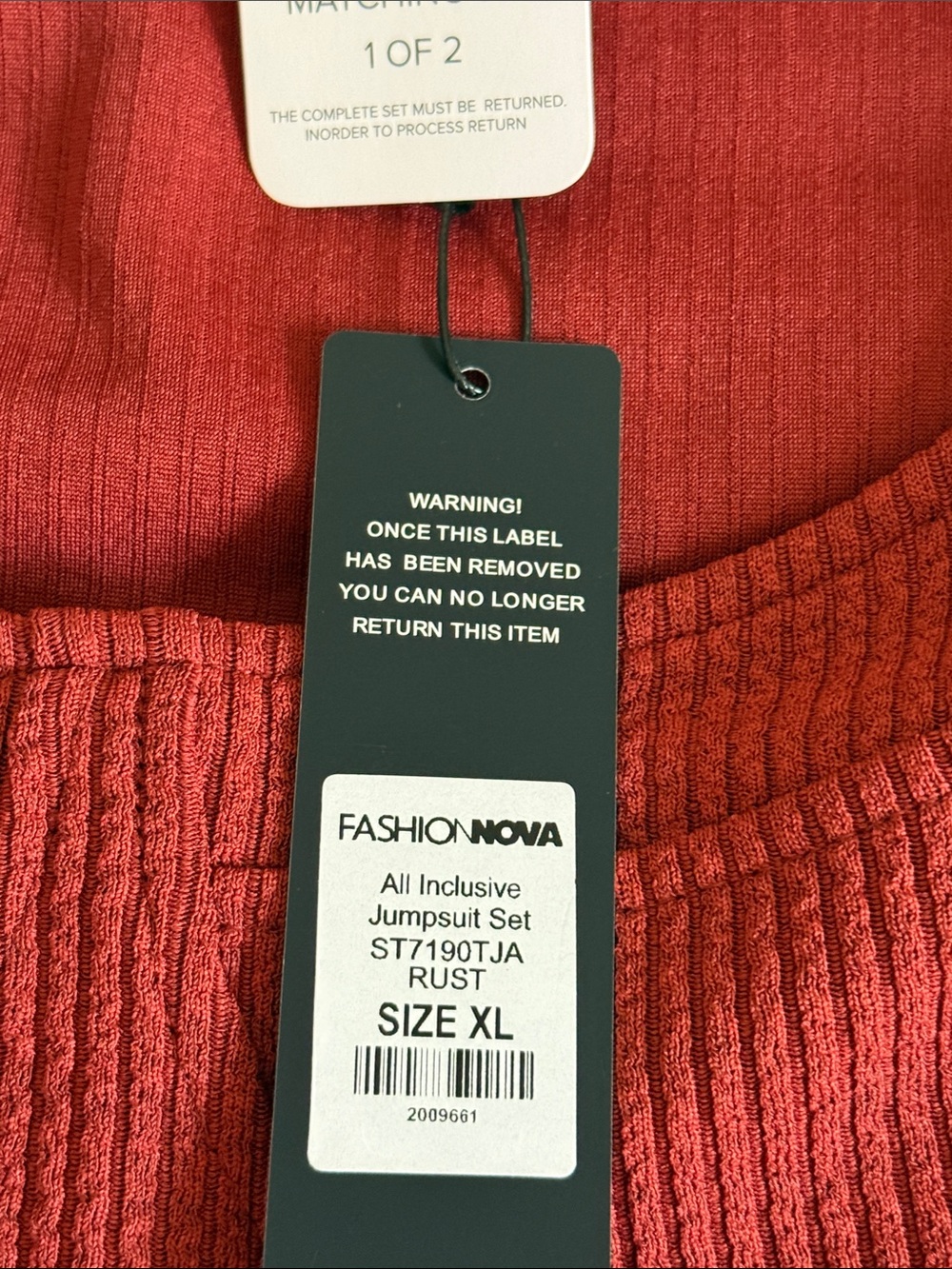 Fashion to Figure Rust-Red Ribbed Open-Front Cardigan Set - Picture 2 of 10